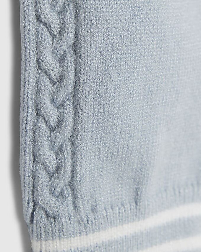 Baby Boys Blue Knitted Stripe Polo Shirt Set