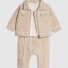 Baby Boys Cream 3 Piece Shacket Set