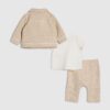 Baby Boys Cream 3 Piece Shacket Set