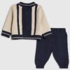Baby Boys Cream Blocked Zip Through Knit Set