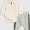 Baby Boys Cream Zip Bodysuit Trouser Set