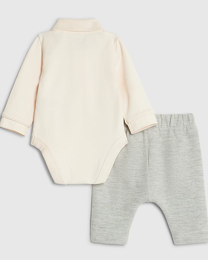 Baby Boys Cream Zip Bodysuit Trouser Set