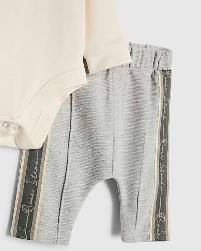 Baby Boys Cream Zip Bodysuit Trouser Set