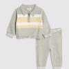 Baby Boys Green Knitted Stripe Polo Shirt Set