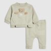 Baby Boys Khaki Bear Pocket Sweatshirt Set