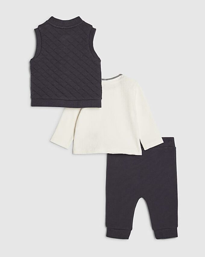 Baby Boys Navy Quilted Gilet Set