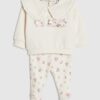 Baby Girl Cream Ditsy Bear Sweatshirt Set