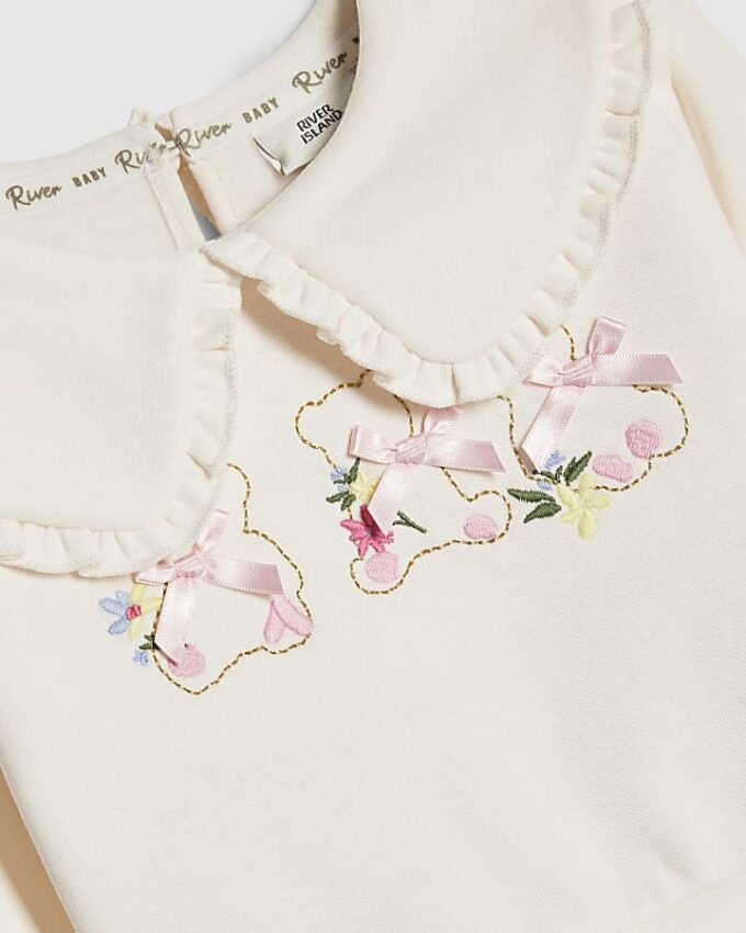 Baby Girl Cream Ditsy Bear Sweatshirt Set