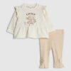 Baby Girls Beige Bear Peplum Sweatshirt Set