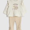 Baby Girls Beige Bear Peplum Sweatshirt Set