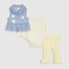 Baby Girls Blue Daisy Gilet Set