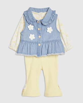Baby Girls Blue Daisy Gilet Set