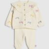 Baby Girls Cream Bow 3D Cardigan Knit Set