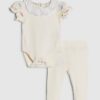 Baby Girls Cream Rosette Bodysuit Set