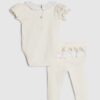 Baby Girls Cream Rosette Bodysuit Set
