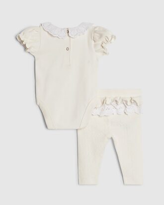 Baby Girls Cream Rosette Bodysuit Set