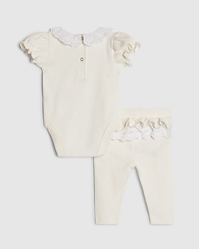 Baby Girls Cream Rosette Bodysuit Set