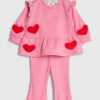 Baby Girls Pink 3D Heart Sweatshirt Set