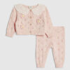 Baby Girls Pink Broderie Daisy Knit Top Set