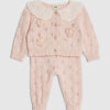 Baby Girls Pink Broderie Daisy Knit Top Set