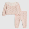 Baby Girls Pink Broderie Daisy Knit Top Set