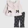 Baby Girls Pink Cute Bow Sweatshirt Set