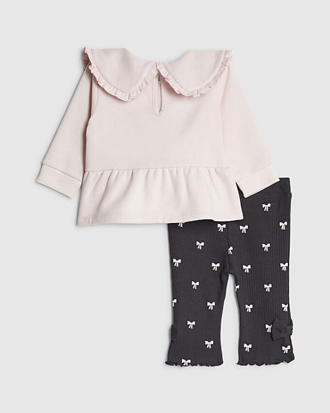 Baby Girls Pink Cute Bow Sweatshirt Set