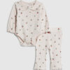 Baby Girls Pink Floral Bodysuit Set