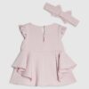 Baby Girls Pink Frill Sleeve Bow Dress Set