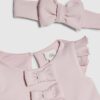 Baby Girls Pink Frill Sleeve Bow Dress Set