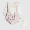 Baby Girls Pink Sailor Collar Romper Set