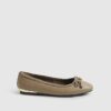 Beige Bow Ballet Pumps