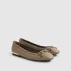 Beige Bow Ballet Pumps
