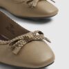 Beige Bow Ballet Pumps