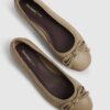 Beige Bow Ballet Pumps