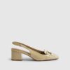 Beige Buckle Loafer Slingback Court Heels