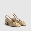 Beige Buckle Loafer Slingback Court Heels