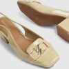 Beige Buckle Loafer Slingback Court Heels