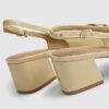 Beige Buckle Loafer Slingback Court Heels