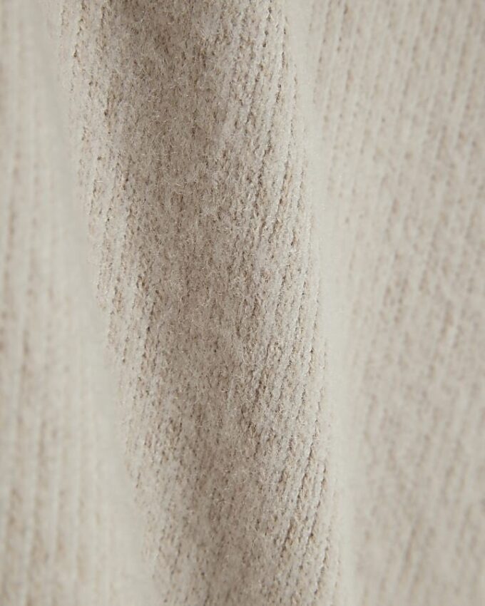 Beige Cosy Long Sleeve Bubble Hem Ribbed Top