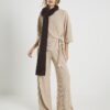 Beige Cosy Ribbed Knot Side Top