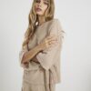 Beige Cosy Ribbed Knot Side Top