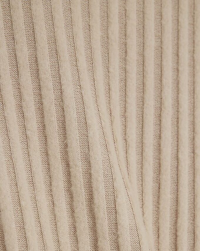 Beige Cosy Ribbed Knot Side Top
