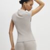 Beige Cosy Sleeveless Drape Top