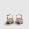 Beige Diamante Mesh Slingback Court Heels