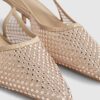 Beige Diamante Mesh Slingback Court Heels