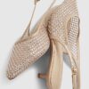 Beige Diamante Mesh Slingback Court Heels
