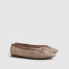 Beige Embellished Mesh Ballet Pumps