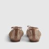 Beige Embellished Mesh Ballet Pumps