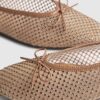 Beige Embellished Mesh Ballet Pumps